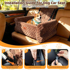 Dog Car Seat for Medium/Large Dogs up to 60LBS Memory Foam Dog Booster Seat | with Thick Cushion, Pet Car Seat for Back with Detachable Washable Cover, Storage Pockets for SUV, Pick Up, Trunk, Brown - Image 5