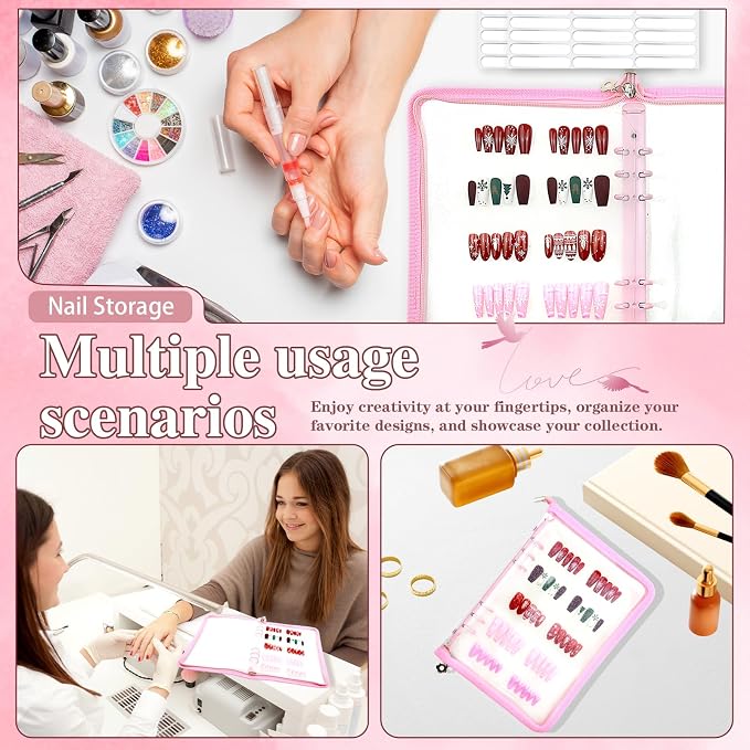Press on nail storage Nail Storage Book - Portable Versatile Organizer for Press - On Nails, Jewelry and More with 90 Pcs Adhesive Double Sided Tape - Image 7