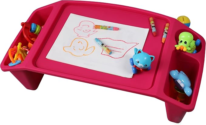Kids Lap Desk Tray, Portable Activity Table, Pink, Red by Basicwise