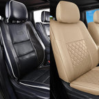 Huidasource Upgrade Grand Cherokee Seat Covers, Full Coverage Waterproof Leather Car Seat Covers, Custom Seat Cushion Protector Fit for Jeep Grand Cherokee 2011-2021 (Full Set/Beige) - Image 7