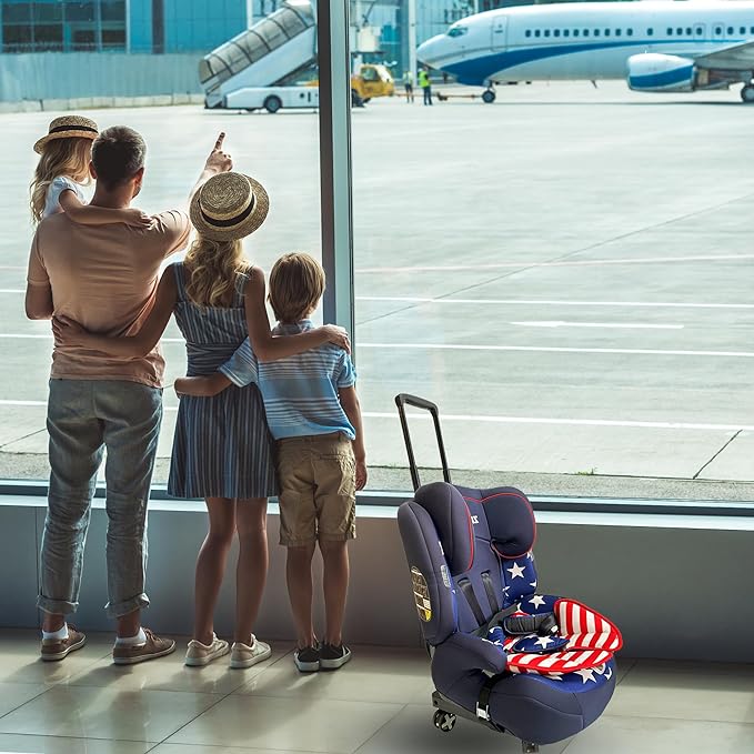 Car Seat Dolly for Airport, Black | CarSeat Roller Cart Wheels for Airplane,Car Seat Travel Cart Carrier with Straps,Foldable Luggage Trolley Hand Truck - Image 7