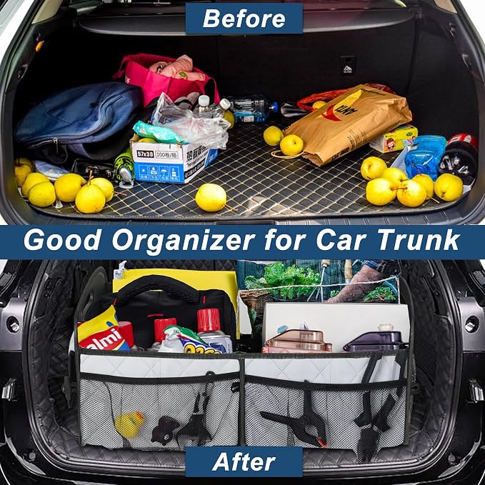Deosk Car Trunk Organizer for SUV, Car Organizers and Storage with Reinforced Handles, Car Accessories for Women/Men 70L Waterproof Polyester Trunk Organizer(Large, Beige) - Image 6