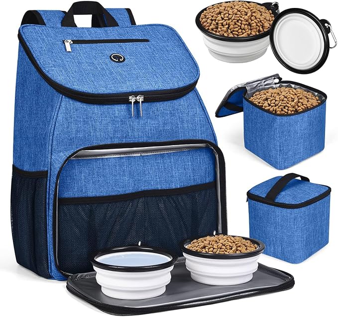 BAGLHER丨Dog Travel Bag, Airline Approved Pet Supplies Backpack, Dog Travel Backpack with 2 Silicone Collapsible Bowls and 2 Food Baskets by BAGLHER