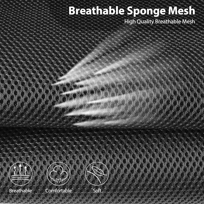 CAR PASS Breatherable Air Mesh Car Seat Covers Full Set, 3D Foam Back Support Automotive Seat Covers, All Season Car Seat Cover Fit Automotive,SUV,Sedan,Van, Airbag Compatible (Black) - Image 9