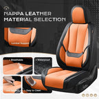 Coverado Seat Covers, Car Seat Covers Full Set, Leather Seat Covers for Cars, Car Seat Protector, Black Car Seat Covers Front Seats and Back Seats Universal Fit for Most Cars Orange - Image 3