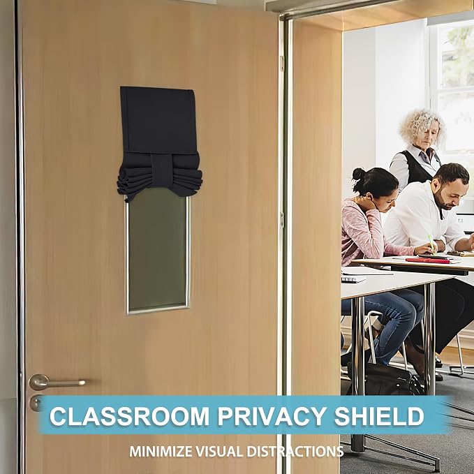 RYB HOME Blackout Shades for Classroom Window & Door Cover, W8 x L36, Black (Pack of 2) - Image 3