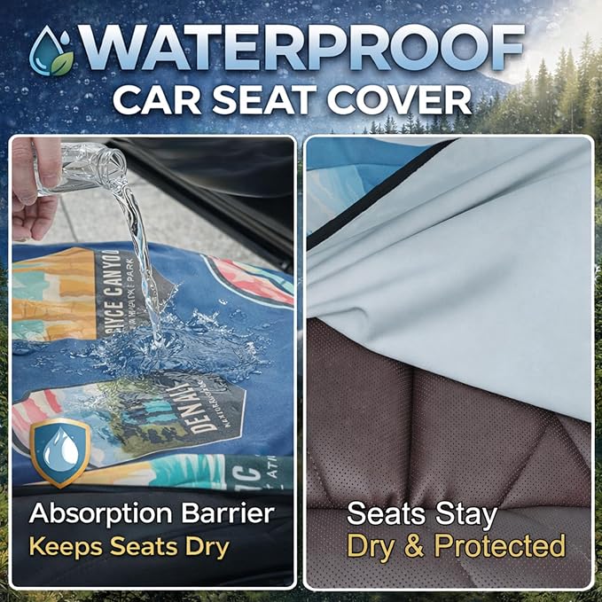 2Pcs Front Waterproof Car Seat Towel Covers,Sweat Seat Protectors for Cars | Includes a Headrest Cover and Fixed Hooks for SUVs, Gym, Beach, Swimming and Outdoor Activities - Image 2