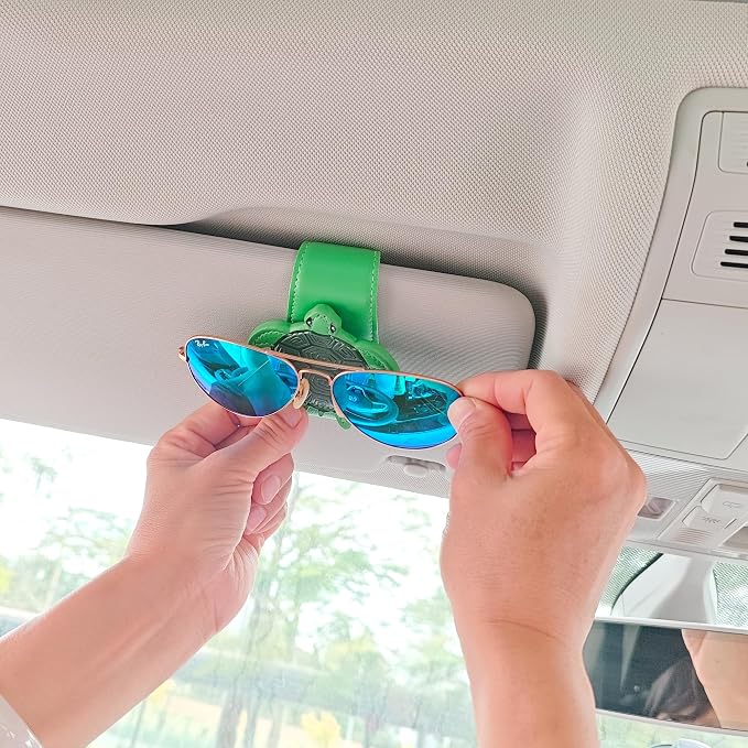 CATCH ON Cute Sunglasses Holders Organizers Accessories for Car Visor | Faux Leather Ticket Card Clip - Image 5