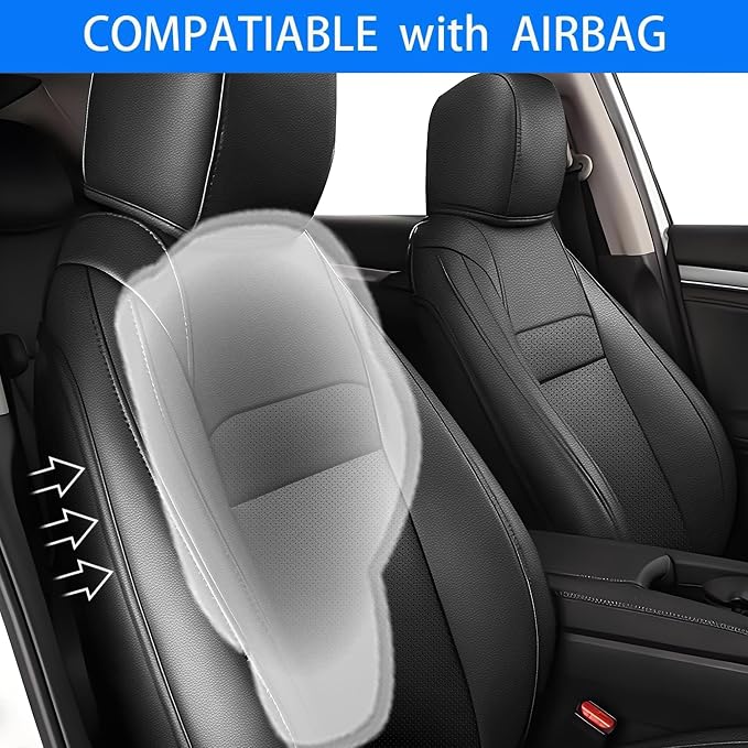 Seat Covers for Honda Civic Hatchback 2022-2024 Full Set Black | Custom Fit Sport LX & Hatchback Hybrid Sport Seat Covers, Water Resistant Faux Leather, Pet friendly, Anti-scratch - Image 6