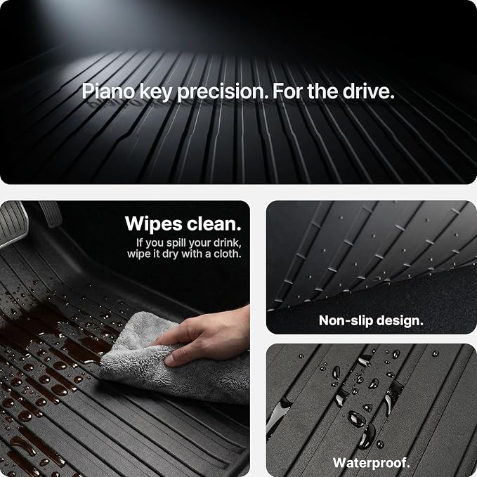 4 Pcs Floor Mats for Tesla Model Y Juniper Accessories 2025 2026 (Standard/Premium/Performance) 5-Seater, All Weather Custom Fit TPE Trunk Mats Cargo Liner Anti-Slip - Image 5