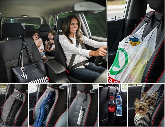 Magic Headrest Hooks for Car, Purse Hanger Headrest Hook Holder for Car Seat Organizer Behind Over the Seat Car Hooks-Hang Purse or Grocery Bags,Black,4Pack - Image 2