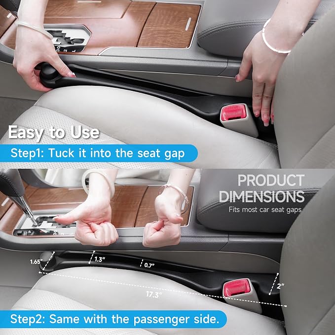 Givifive Car Seat Gap Filler Organizer 2Pack Soft Foam 3IN1 Multifunctional | Seat Side Gap Filler Strip with Storage Slot & Hook Accessory Universal Fit Car SUV Truck Fill The Gap Between Seat & Console - Image 9