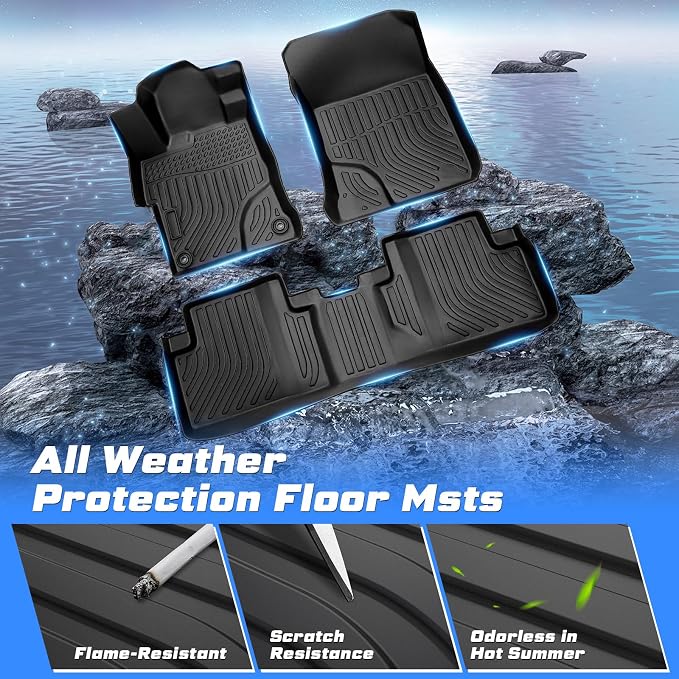 Sunsdrew Floor Mats for 2012-2015 Honda Civic Sedan, All Weather Car Mats Front Rear 2 Rows Floor Liners for Civic Accessories TPE Rubber Raised Edge (Not for Coupe) - Image 2