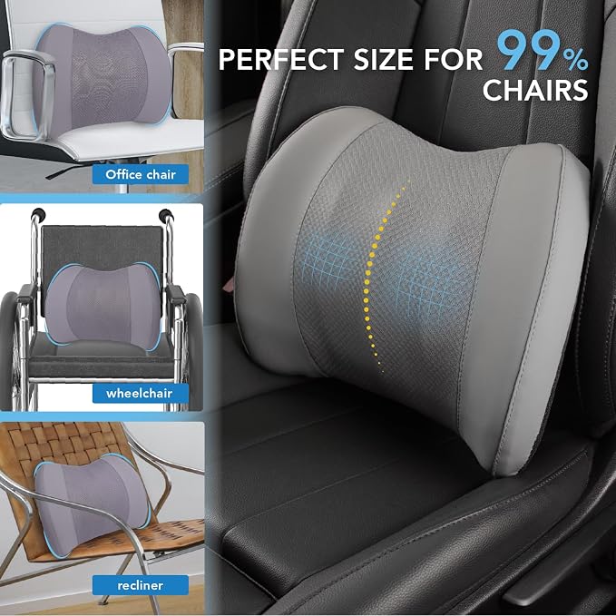 Lofty Aim Lumbar Support Pillow for Car, Car Seat Back Support for Driving | Memory Foam Car Lumbar Support for Driving Seat, Car Back Cushion, Adjustable Straps, Lower Back Pillow, Office Chairs, Gray - Image 9