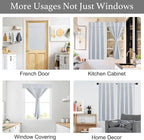 NICETOWN Greyish White Short Blackout Curtains 63 Inches Long for Bedroom | Portable Thermal Insulated Self Adhesive Window Curtains for Living Room, 1 Panel Sewn with Tiebacks, 52" x 63" - Image 2