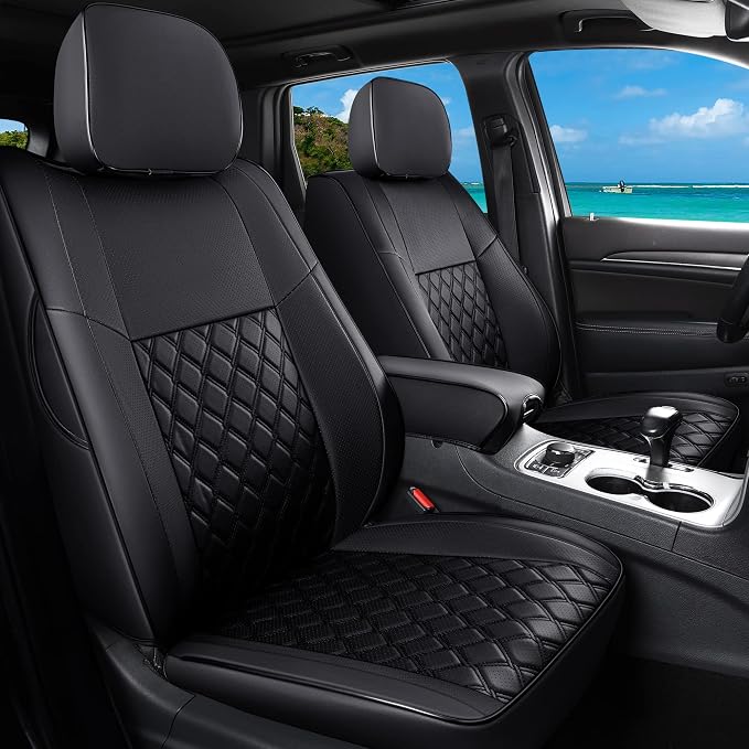 Huidasource Upgrade Jeep Grand Cherokee Seat Covers, Full Coverage Waterproof Leather Car Seat Covers, Custom Seat Cushion Protector Fit for Jeep Grand Cherokee 2011-2021 (Full Set/Black) by Huidasource