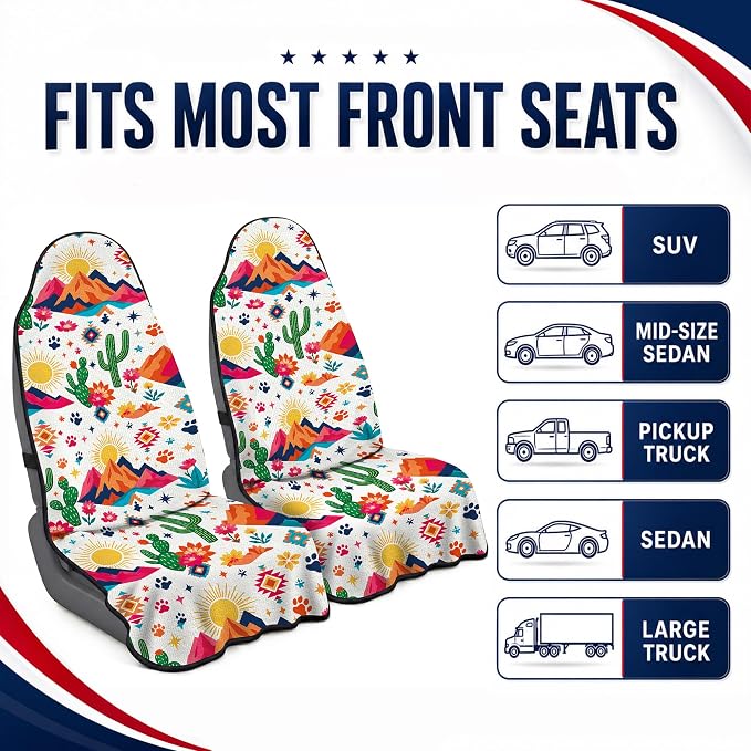 Car Seat Towel Cover 2 Pack for Front Seats, Sweat Absorbent Car Seat Protector with Non-Slip Backing, Waterproof Towel Car Seat Covers for Runners, Gym, Swimming, Beach, Desert Cactus - Image 6