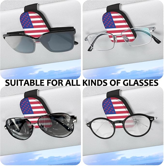 2 Pack Sunglass Holder for Car Visor, National Flag Magnetic Leather Car Sun Visor Clip for for Different Size Eyeglasses, Car Visor Accessories Gadgets (National Flag-Color) - Image 5