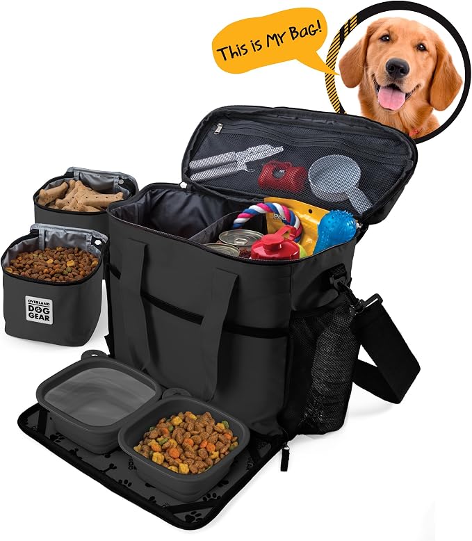 Mobile Dog Gear, Week Away Dog Travel Bag for Medium and Large Dogs, Includes Lined Food Carriers and 2 Collapsible Dog Bowl, Black - Image 2