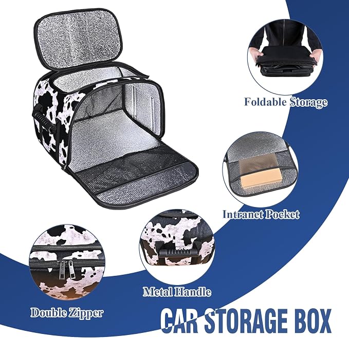 Cow Print Insulated Cooler Bag for Car, Multi-Mode Portable Thermal Lunch Cooler Tote, Reusable Thermal Storage Bag for Drinks, Snacks & Food, Ideal for Car Seat, Trunk, Road Trips & Travel - Image 7
