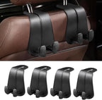 CoBak Extra Wide Car Seat Back Hooks, Premium Stitched Leather Headrest Hangers with Wide Slot Structure, Universal for Any-Width Purses, Handbags, Bags (4 Pack), Carbon Fiber Black by PopulartabletcasebrandWegivepeoplethebestdesignofprotectingvariouselectronicdevices