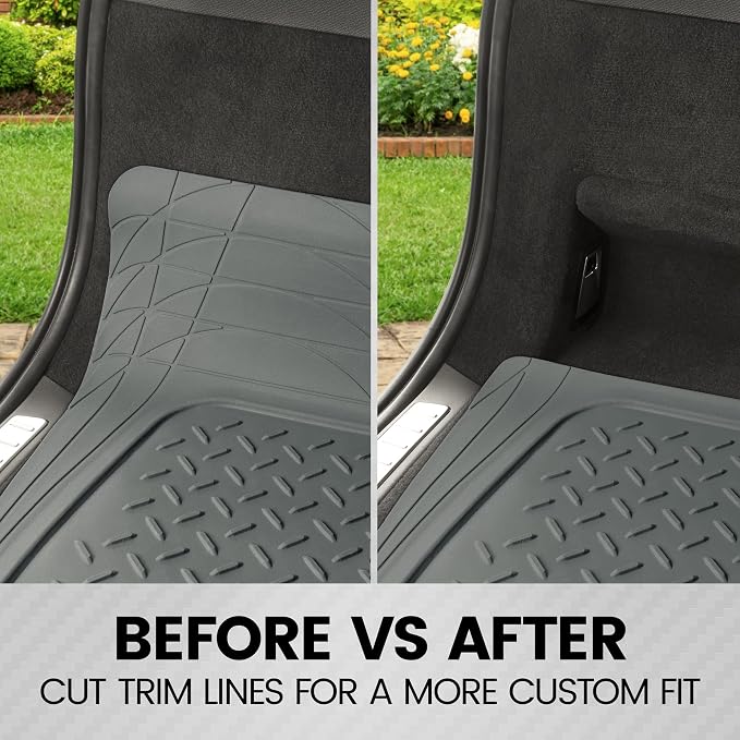 BDK Heavy Duty Rubber Cargo Mat Liner - All-Weather Trunk Protection, Trim-to-Fit Design for Cars, SUVs, Vans & Trucks - Non-Slip, Waterproof, Durable Cargo Floor Liner - 46" x 56.75" x 0.25" - Gray - Image 5