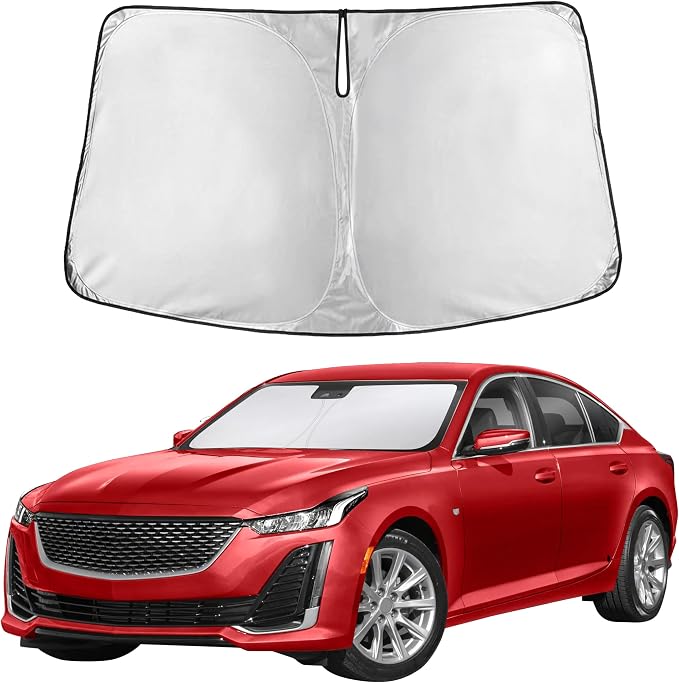 EcoNour Windshield Sunshade Compatible for Cadillac CT5 2020-2024 2025 2026 | Sun Visor for Front Windshield & Window Sun Shade Cover, UV Heat Blocker & Protector, Car Accessories by EcoNour