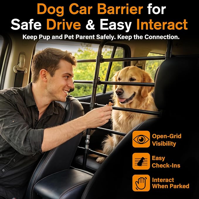JoyBlooms Dog Car Barrier for SUV, Heavy-Duty Metal, Adjustable 37-62 in | Car Divider for Dogs, Pet Barrier for Car, Adjustable Lower Sections, Independent Seat Movement, Seat Rails Required - Image 2