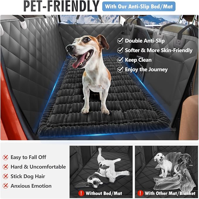 Dog Bed for Car Back Seat, Non-Slip Backseat Pet Mat XL, 59”X27.5” | Soft Blanket for Travel, Plaid Flannel, Quilted PP Cotton Filling, Non-Slip Backing, Machine Washable, Fit Backseat Extenders - Image 2