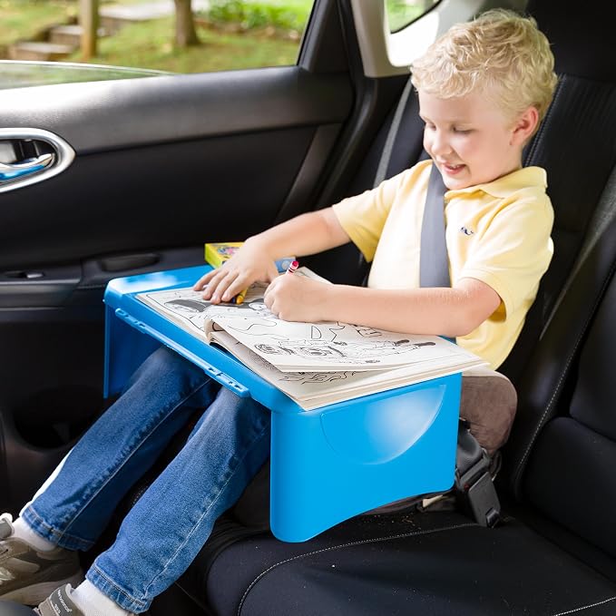 Hearthsong Foldable Lap Desk for Kids with Storage - Ideal Floor Desk for Drawing, Studying, Portable Folding Travel Lap Table, Versatile Bed Desk & Lap Tray (Blue-V2) - Image 9
