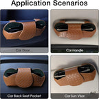 KINIVA Sunglasses Holder for Car Visor Leather Glasses Case with Clips for Car Visor Automotive Interior Visor Accessories Apply to All Car Models (09 Brown) - Image 4