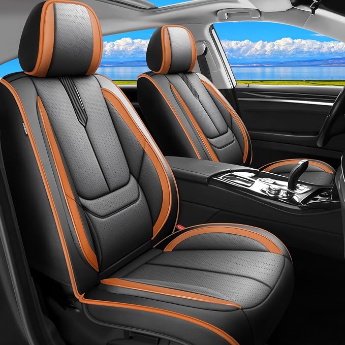 Fit Maxima Car Seat Covers for Nissan Maxima 2011-2021 2022 2023-Upgraded Premium Waterproof & Breathable Leather,Airbag Compatible,All-Weather Seat Cushion Protector,Full Set,Black-Brown by Unknown