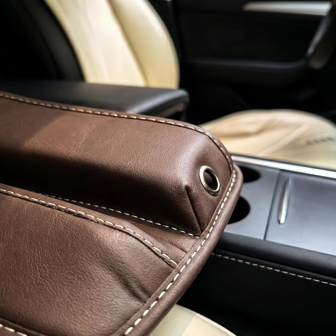 Car Seat Gap Organizer | PU Leather Seat-Side Storage Pocket with Cable Port | Fits Most Cars, SUVs and Trucks | Black - Image 5