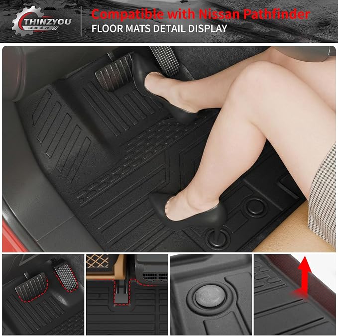 Floor Mats for 2022-2025 2026 Nissan Pathfinder 7&8 Seats | Trunk Mat Cargo Mat Cargo Liner TPE All Weather Back Seat Cover Protector 2024 Pathfinder Accessories - Image 3
