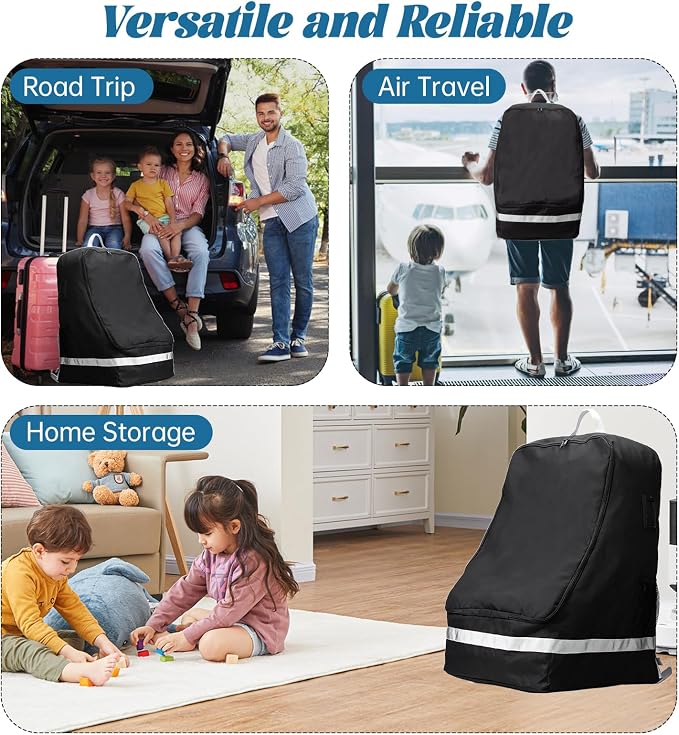 Car Seat Travel Bag Compatible with Nuna, Infant Car Seat Travel Bags for Graco, Large Padded Car Seat Backpack for Airplane, Easy to Store, Black - Image 5