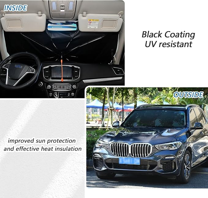 Dark Blue Black Car Sun Shade Windshield Car Umbrella Foldable Uv Ray Reflector Front Window Sun Shade Visor Shield Cover - Image 5