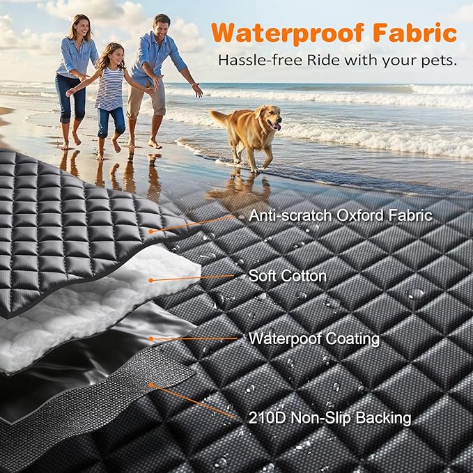 URPOWER XL Dog Seat Cover for Full-Size Truck Back Seat, Waterproof Hammock | Mesh Window, Side Flaps, 600D Oxford, Scratch Resistant, Non-Slip, Easy Install, Machine Washable, Pee Pad Included - Image 7