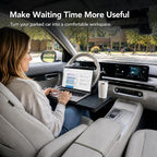 2-in-1 Steering Wheel Tray and Car Laptop Desk with Seat Gap Organizer | Carbon fiber look for working, eating or tablet use, fits standard round steering wheels,use only while safely parked - Image 5