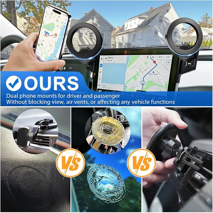 Dual-End Car Phone Holder for Toyota RAV4 2026 Accessories 10.5-Inch Screen | Strong Magnetic Cell Phone Mount for Magsafe iPhone, 360° Hands-Free No Air Vent Blockage One-Hand Operation Stable Stand - Image 5