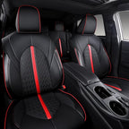 Custom Camry Seat Covers for 2018-2024 Toyota Camry Hybrid - Black+Red | Waterproof Faux Leather Full Coverage, Car Seat Protectors Full Set, Fit Toyota Camry Hybrid LE SE, Airbag Compatible - Image 7