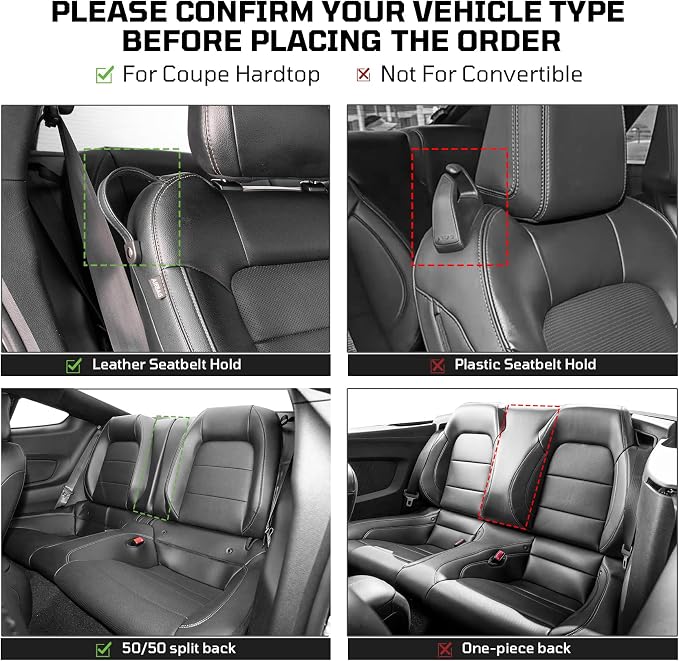 Custom Leather Car Seat Covers for Ford Mustang 2015-2023 Coupe, Red | Full Coverage Waterproof Car Seat Protector,Front & Rear Full Set,Split Backrest Compatible,Wear-Resistant,Airbag Compatible - Image 7