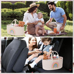 Aliceset Large Baby Diaper Caddy for Girl Boy Rope Nursery Storage Bin Basket Portable Holder Tote Bag for Changing Table Car Travel Baby Shower Gifts Newborn Essentials Registry Must Have(Rainbow) - Image 5