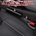 Car Seat Gap Filler Organizer of 2, 2 in 1 Car Gap Filler(Beige) | Universal Gap Filler with Storage Pockets, No Drop Seat Guard for Phones Keys Cards,Car Accessories for Most Cars Trucks SUVs - Image 4