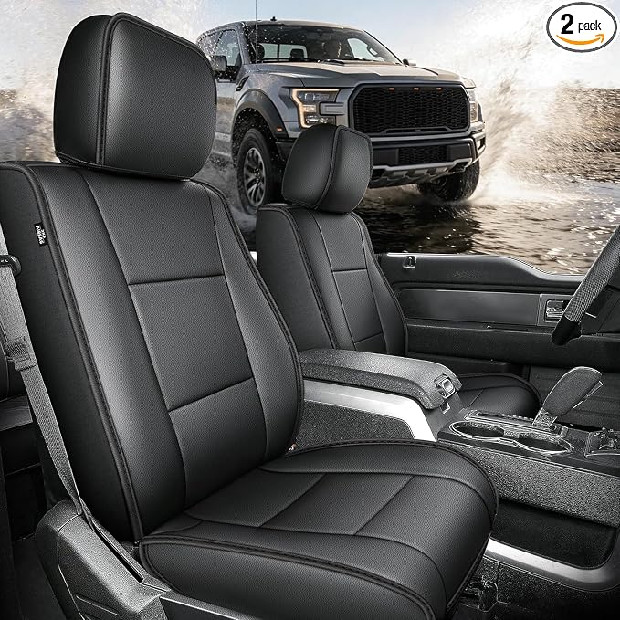 TTX LIGHTING Custom Fit Front Seat Cover for Ford F150 2009-2026 | F250/F350/F450 2017-2026 Original Pattern | Full Coverage | Faux Leather | Easy Install | Waterproof | Pet-Friendly by TTXLIGHTING%C2%AE