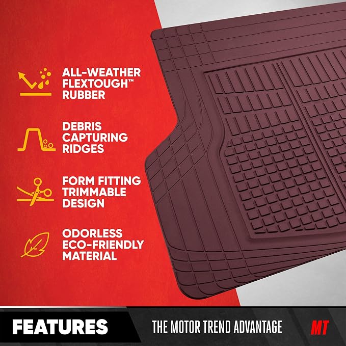 Motor Trend FlexTough Rear Cargo Mat – Heavy-Duty Trimmable Car Trunk Mat for Back of SUV, Universal Rear Cargo Liner for SUV, Flexible Trunk Liner, Automotive Floor Mats & Cargo Liners (Burgundy) - Image 2