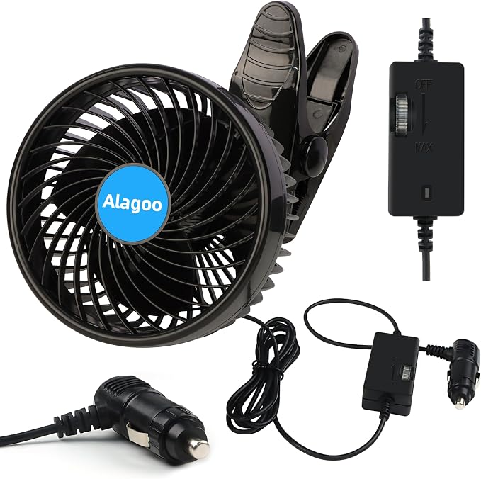 Alagoo Car Fan 6'' 12V Cool Gadgets Clip Fan for Front Rear Seat Passenger Portable Electric Air Fresh Fan with Cigarette Lighter Plug for Cars/Vehicle SUV, RV - Image 8