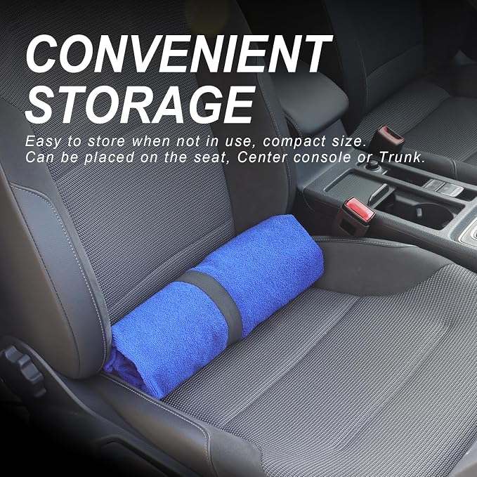 Sweat Towel Car Seat Cover Protector Front Seats for Gym Workout, Running, Swimming, Beach and Hiking, Waterproof Universal Seat Cover for Car, Trucks, Van & SUV (1, Blue White Stripe, Front) - Image 6
