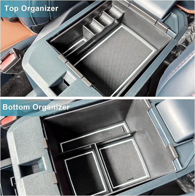 CDEFG for 2022 2023 2024 2025 2026 Ford Maverick Center Console Organizer Tray 2022-2026 Maverick Armrest Trays Storage Box Coin Container 2022-2026 Maverick Truck Accessories, 2Pcs(White Trim) - Image 2