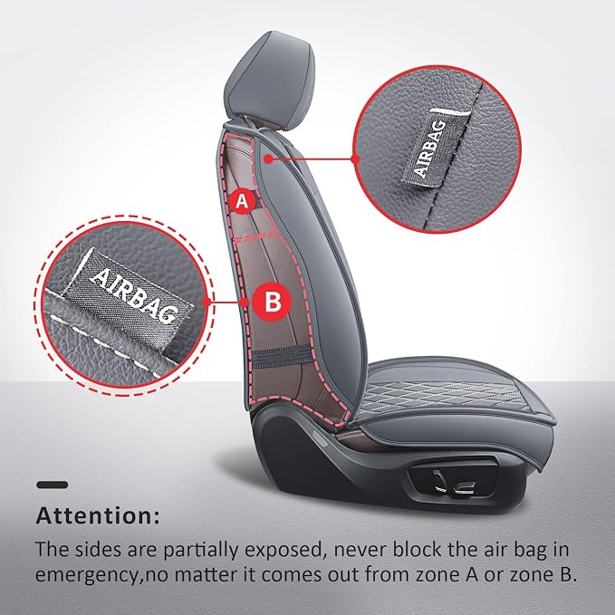 Car Seat Covers Full Set,Leather Seat Cover for Sedan, Truck,SUV | Seat Covers Gray ,Breathable Car Seat Cover,Front and Back, Universal Car Seat Protector For Families, Pets,Commuters - Image 2