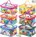 6 Pack Clear Toy Storage Bags, PVC Waterproof Toy Organizer, Colorful | Waterproof PVC, Transparent View, Reusable Zip Bags, Label Tags, for Blocks, Puzzles, Board Games, Travel and Home Storage by Dntorx